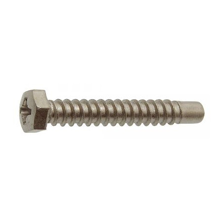 1 x Vis tôle Tête hexagonale TH Pozi Bout pilote Inox A2 4.8X30 Filetée sur 24