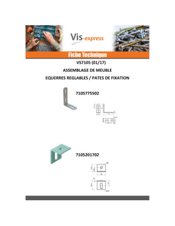 Equerre réglable 70X55X20 3 Trous Acier zingué