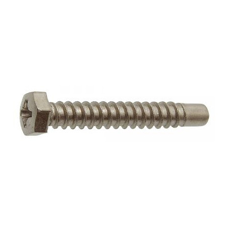 1 x Vis tôle Tête hexagonale TH Pozi Bout pilote Inox A2 5.5X30 Filetée sur 25