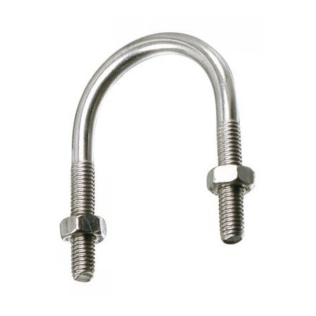 1 x Etrier Inox A2 Fond rond à Tube De 77 Fileté M8/28