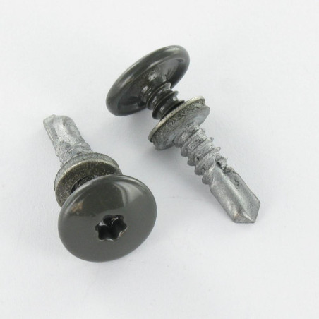 1 x Vis autoperceuse Tête cylindrique bombée TCB TORX T25 5.5X26 +EPDM Bimétal RAL7022 gris tarre d'ombre