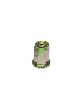 Ecrou à sertir Hexagonal Tête plate 9X15.5 M6 Bichromaté