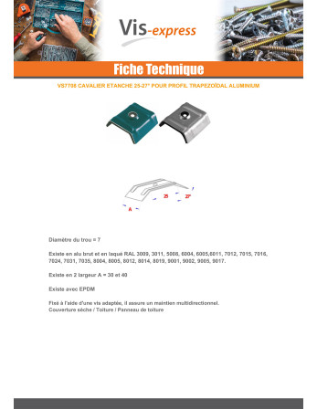 Cavalier Etanche EPDM 40X25 Aluminium RAL5008 gris bleu