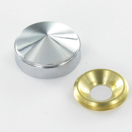 1 x Rosace conique ou cache vis (1 rosace et 1 cuvette de vis) Laiton chrome Diamètre 20 Pour Vis M6