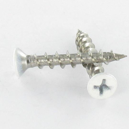 1 x Vis pvc Inox A2 Tête fraisée bombée TFB Phillips 4.2X25 Laqué blanc RAL9010 blanc pur