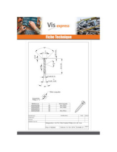 Vis pvc Inox A2 Tête fraisée bombée TFB Phillips 4.2X25... 2