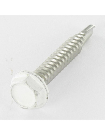 Vis autoperceuse Tête hexagonale TH 6.3X40 Inox A2 RAL9010 blanc pur