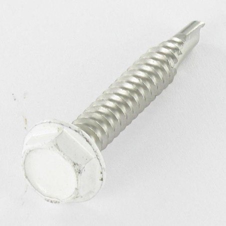1 x Vis autoperceuse Tête hexagonale TH 6.3X40 Inox A2 RAL9010 blanc pur