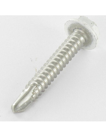 Vis autoperceuse Tête hexagonale TH 6.3X40 Inox A2 RAL9010 blanc pur