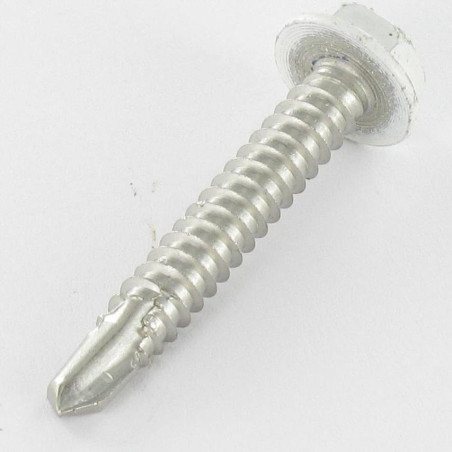 1 x Vis autoperceuse Tête hexagonale TH 6.3X40 Inox A2 RAL9010 blanc pur