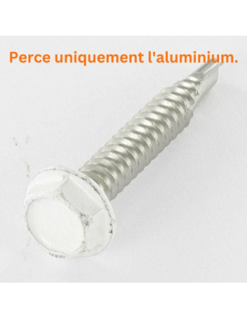 Vis autoperceuse Tête hexagonale TH 6.3X40 Inox A2 RAL9010 blanc pur