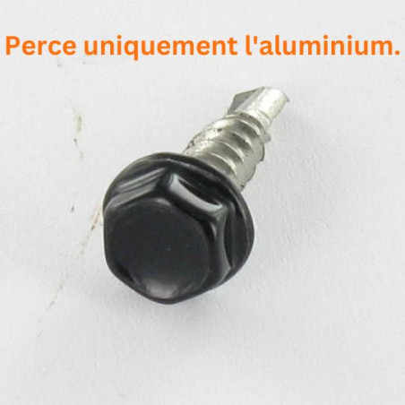 1 x Vis autoperceuse Tête hexagonale TH 6.3X40 Inox A2 RAL9005 noir foncé