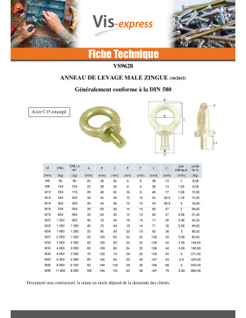Anneau de levage MALE M24 Acier zingué