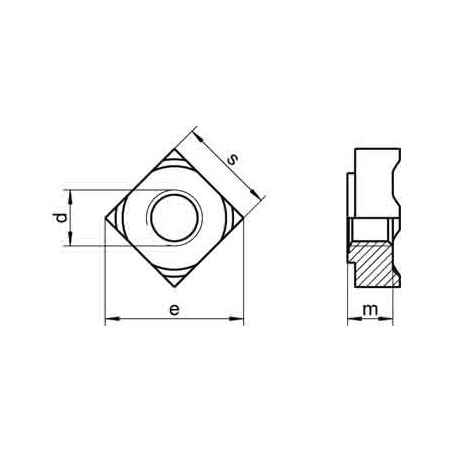 1 x Ecrou carré à souder M6 10X10X5 Inox A2