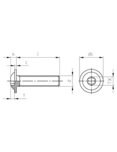 Vis métaux Tête bombée Embase collerette TORX T25 M5X20... 2
