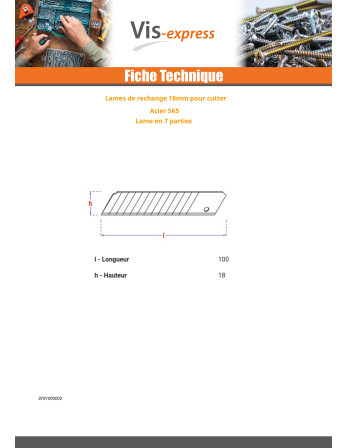 Lot de De 10 LAME De CUTTER 18 MM