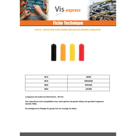 1 x Capuchon Pour Gond Métaux M16 ORANGE