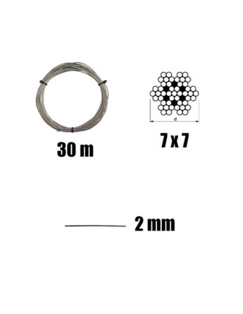 Kit 30 mètres de cable inox diamètre 2