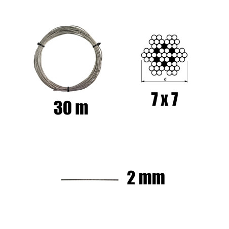 1 x Kit 30 mètres de cable inox diamètre 2
