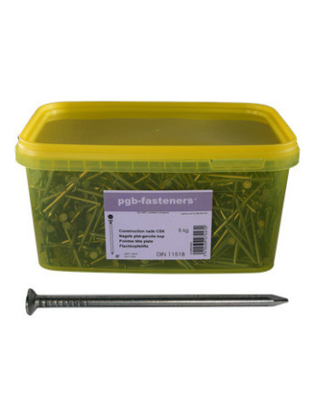 Seau de 5 KG De Pointes Tête plate Acier brut 2,7X50
