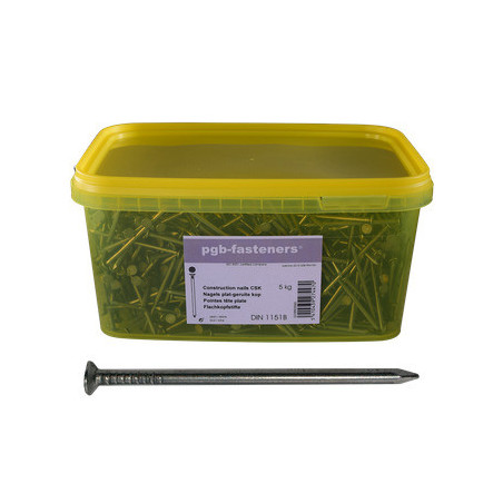 1 x Seau de 5 KG De Pointes Tête plate Acier brut 3,5X80