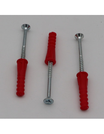 KIT 3 Cheville Rouge 9X39 Avec 3 VBA Vis bois agglo
