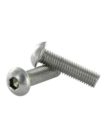 Vis métaux Inox A2 BHC (Tête Bombée Hexagonal creux) M3X8 Filetage total Clé de 2 HC2 microvis