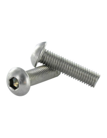 Vis métaux Inox A2 BHC (Tête Bombée Hexagonal creux) M5X40 Filetage total Clé de 3 HC3