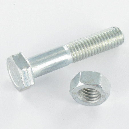 50 x Boulon (vendu avec Ecrou) Tête hexagonale TH M16X40 Classe 8.8 SB Acier zingué