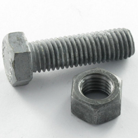 25 x Boulon (vendu avec Ecrou) Tête hexagonale TH M20X40 Classe 8.8 SB Forte tenue à la corrosion Acier galvanisé à