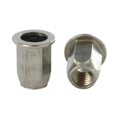 1 x Ecrou A sertir Inox Tête plate Hexagonal M6X16 INPTH 30