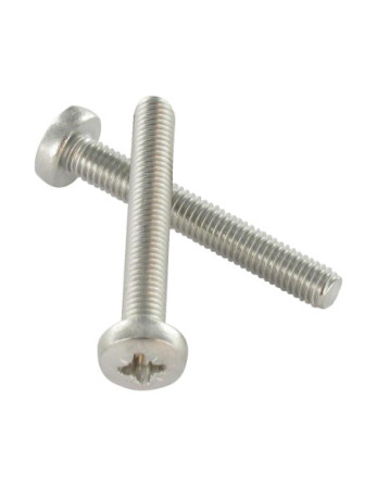 Vis métaux tête cylindrique bombée large Pozi N°1 M3X4 Inox A4 microvis