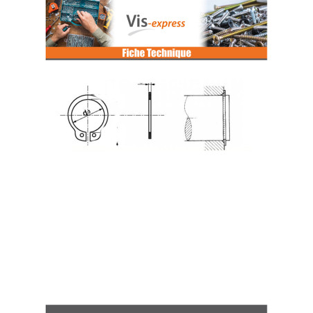 1 x Circlip Extèrieur Inox Sur arbre Diamètre 60