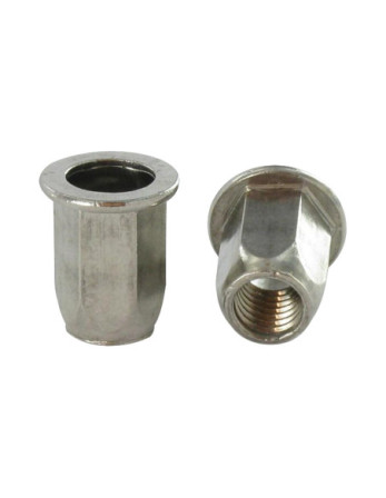 Ecrou A sertir Inox Tête plate Hexagonal M5X14 INPTH 30