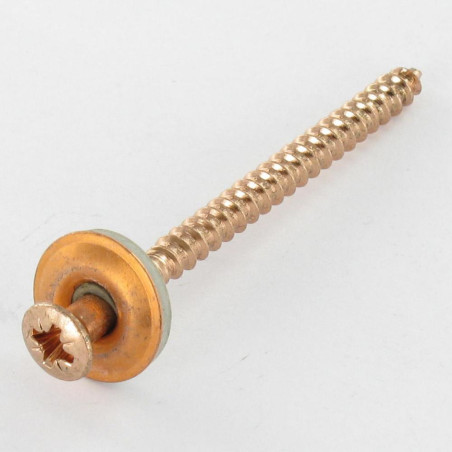 1 x Vis faitage Tête fraisée bombée TFB Pozi Inox A2 cuivre Rondelle d'étanchéite EPDM 4.5X35