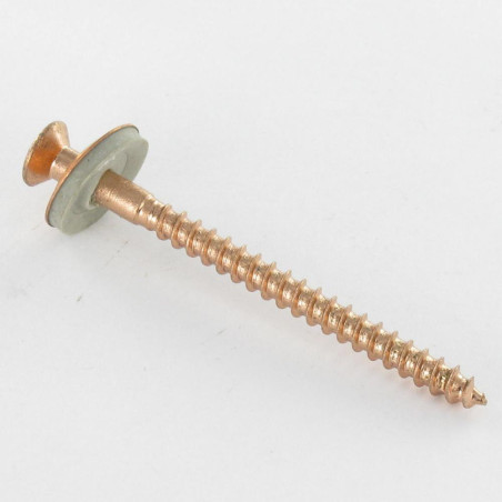 1 x Vis faitage Tête fraisée bombée TFB Pozi Inox A2 cuivre Rondelle d'étanchéite EPDM 4.5X35