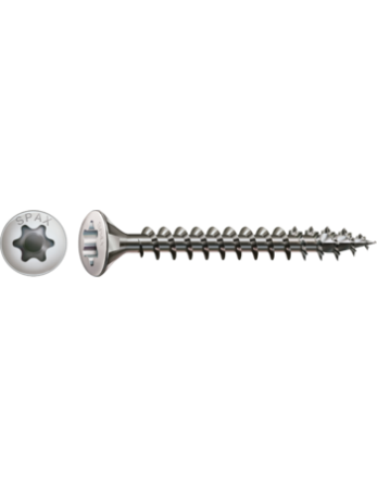 Spax Vis bois Tête fraisée bombée TFB T-STAR TORX T20 4.5X50 Filetage total Inox A2