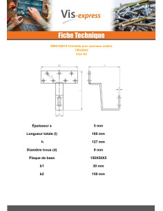 Crochet PANNEAU SOLAIRE 150X50X5 Inox A2 2