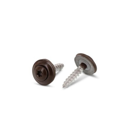 1 x Vis faitage Tête fraisée bombée TFB TORX T20 Inox A2 RAL8014 brun sepia 4,5X45 Rondelle d'étanchéite EPDM