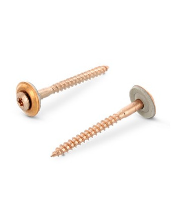 Vis faitage Tête fraisée bombée TFB TORX T20 Inox A2 cuivre 4.5X70 Rondelle d'étanchéite EPDM 2 pièces