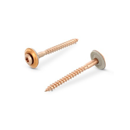 1 x Vis faitage Tête fraisée bombée TFB TORX T20 Inox A2 cuivre 4.5X120 Rondelle d'étanchéite EPDM 2 pièces