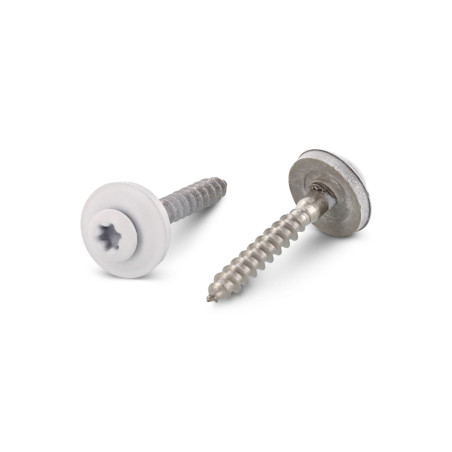 1 x Vis faitage Tête fraisée bombée TFB TORX T20 Inox A2 RAL9010 blanc pur 4.5X100RD.EPDM