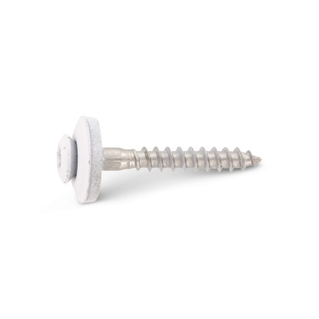 1 x Vis faitage Tête fraisée bombée TFB TORX T20 Inox A2 RAL9010 blanc pur 4.5X100RD.EPDM