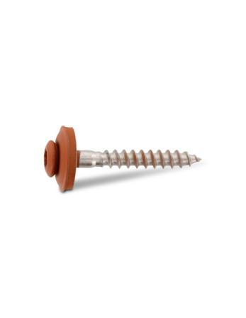 Vis faitage Tête fraisée bombée TFB TORX T20 Inox A2 RAL8004 brun cuivre 4.5X35 Rondelle d'étanchéite EPDM