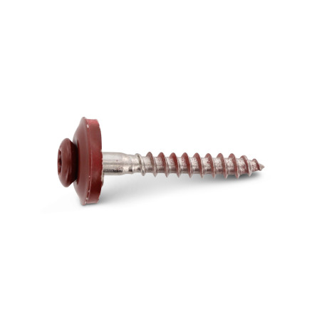 1 x Vis faitage Tête fraisée bombée TFB TORX T20 Inox A2 RAL3009 rouge oxyde 4.5X25 Rondelle d'étanchéite EPDM