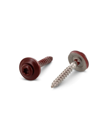 Vis faitage Tête fraisée bombée TFB TORX T20 Inox A2 RAL3009 rouge oxyde 4.5X35 Rondelle d'étanchéite EPDM