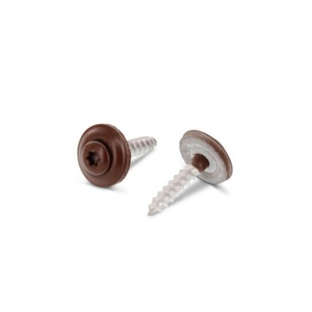 1 x Vis faitage Tête fraisée bombée TFB TORX T20 Inox A2 RAL8011 4,5X35 Rondelle d'étanchéite EPDM