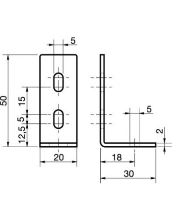 Equerre réglable 30X50X20 3 Trous Acier zingué