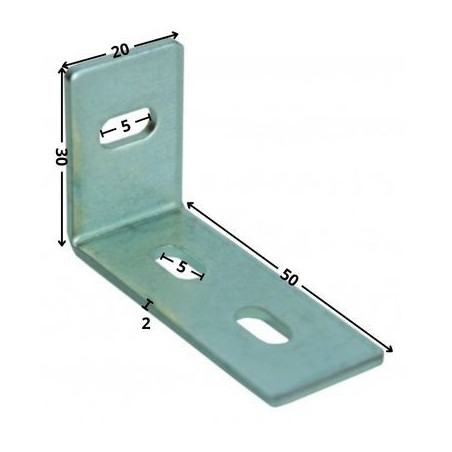 1 x Equerre réglable 30X50X20 3 Trous Acier zingué