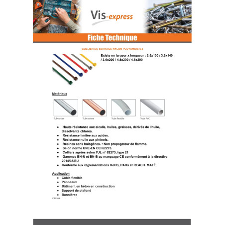 1 x Colliers de serrage Nylon Vert 4.8X290